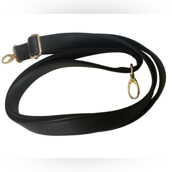 Adjustable Faux Leather Long Handbag Purse Strap Handle Black Gold Hardware 28” - Picture 1 of 3